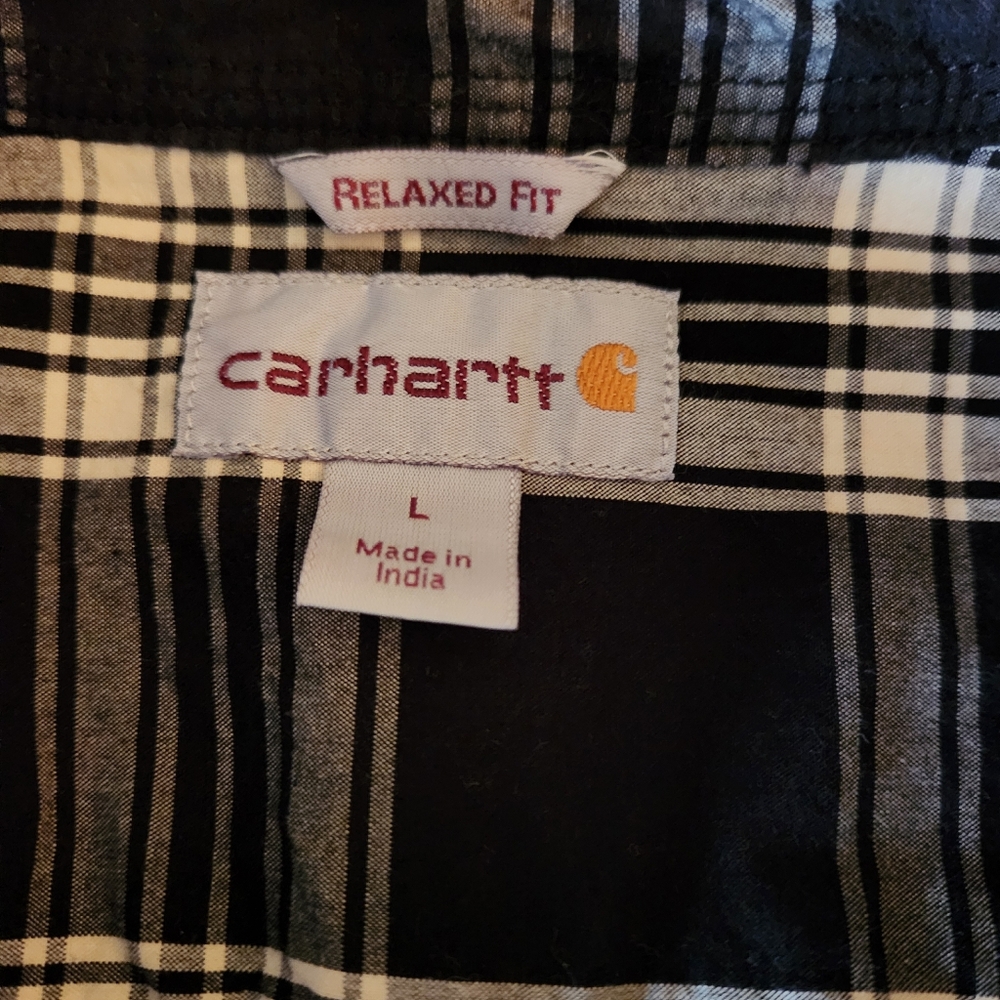 Carhartt Black Plaid Short Sleeve Shirt Relaxed Fit - Picture 6 of 8